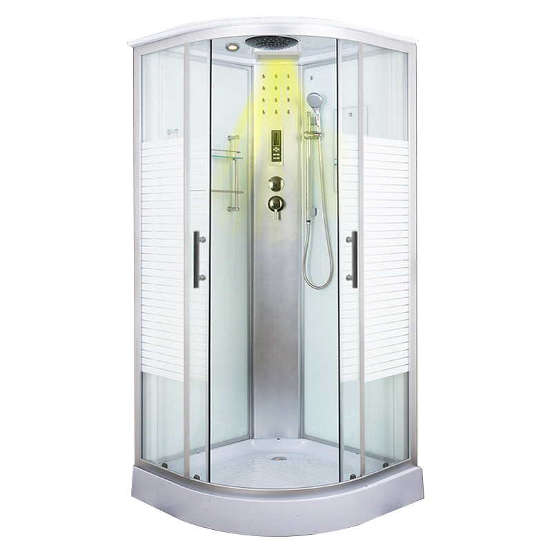 Round Shower Stall Tempered Glass Shower Stall with Rain Shower Yes White Clearhalo 'Bathroom Remodel & Bathroom Fixtures' 'Home Improvement' 'home_improvement' 'home_improvement_shower_stalls_enclosures' 'Shower Stalls & Enclosures' 'shower_stalls_enclosures' 'Showers & Bathtubs' 7176160