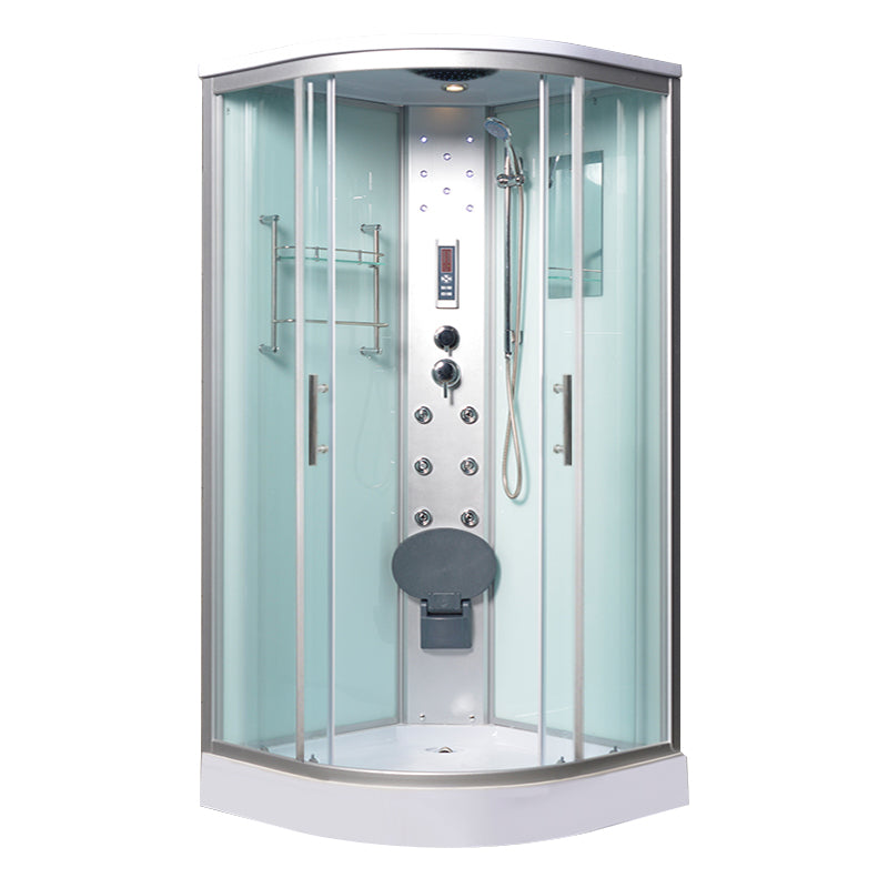 Round Shower Stall Tempered Glass Shower Stall with Rain Shower 43.3"L x 43.3"W x 82.7"H 否 White Clearhalo 'Bathroom Remodel & Bathroom Fixtures' 'Home Improvement' 'home_improvement' 'home_improvement_shower_stalls_enclosures' 'Shower Stalls & Enclosures' 'shower_stalls_enclosures' 'Showers & Bathtubs' 7176168
