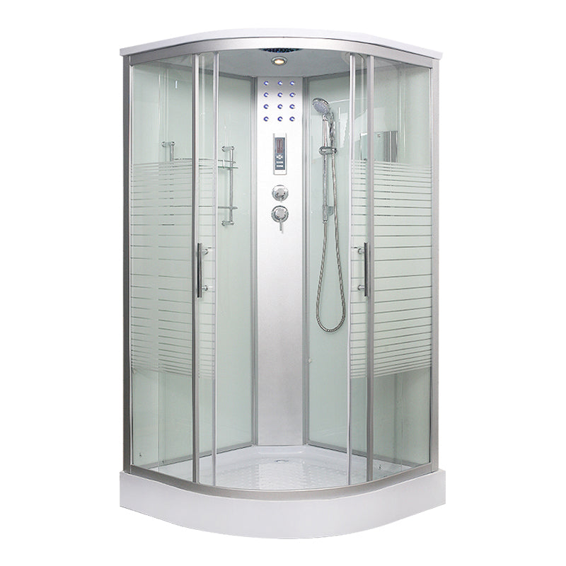 Round Shower Stall Tempered Glass Shower Stall with Rain Shower 47"L x 47"W x 83"H 否 White Clearhalo 'Bathroom Remodel & Bathroom Fixtures' 'Home Improvement' 'home_improvement' 'home_improvement_shower_stalls_enclosures' 'Shower Stalls & Enclosures' 'shower_stalls_enclosures' 'Showers & Bathtubs' 7176170
