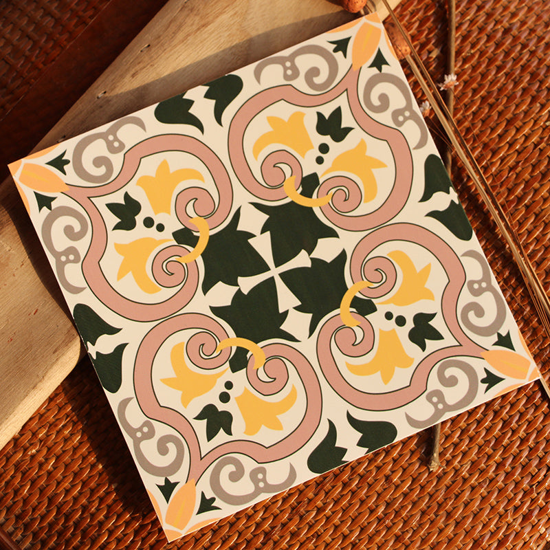 Peel & Stick Vinyl Flooring Multi-Tonal Style Vinyl Flooring with Low Gloss Green-Yellow-Pink Clearhalo 'Flooring 'Home Improvement' 'home_improvement' 'home_improvement_vinyl_flooring' 'Vinyl Flooring' 'vinyl_flooring' Walls and Ceiling' 7182052