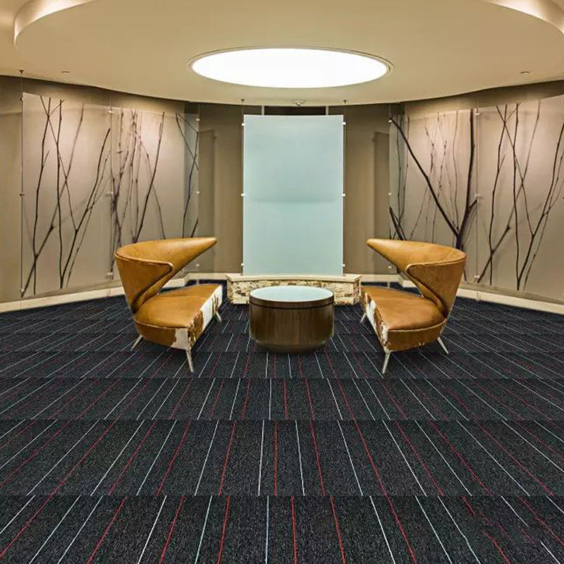 20" X 20" Carpet Tiles Glue Loose Lay Mildew Resistant Dining Room Black-Red Clearhalo 'Carpet Tiles & Carpet Squares' 'carpet_tiles_carpet_squares' 'Flooring 'Home Improvement' 'home_improvement' 'home_improvement_carpet_tiles_carpet_squares' Walls and Ceiling' 7182145
