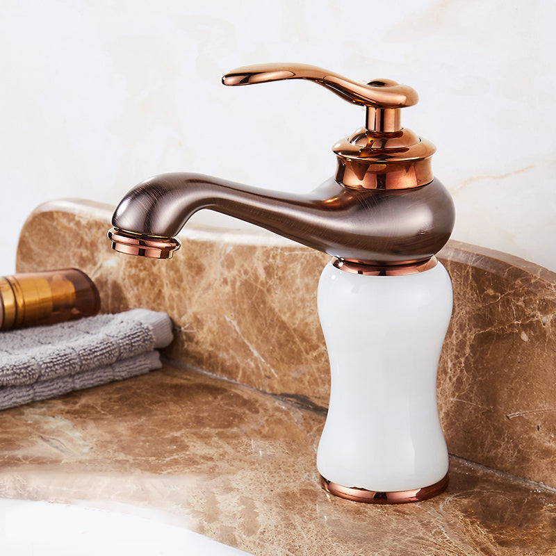 Luxury Vessel Sink Faucet Lever Handle Circular Vessel Sink Bathroom Faucet White Arc Clearhalo 'Bathroom Remodel & Bathroom Fixtures' 'Bathroom Sink Faucets' 'Bathroom Sinks & Faucet Components' 'bathroom_sink_faucets' 'Home Improvement' 'home_improvement' 'home_improvement_bathroom_sink_faucets' 7182270