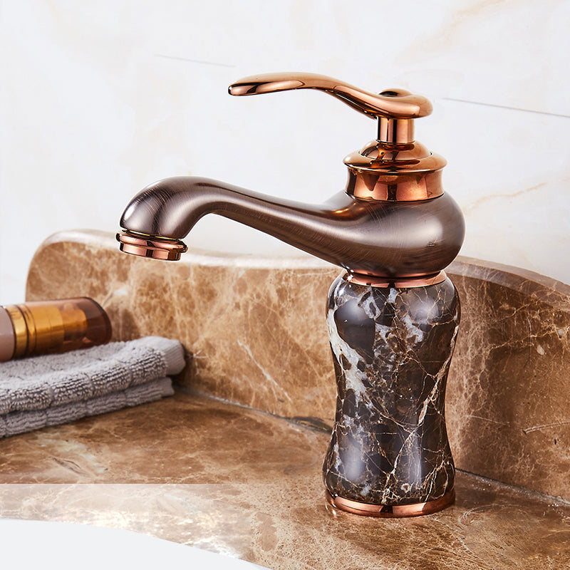 Luxury Vessel Sink Faucet Lever Handle Circular Vessel Sink Bathroom Faucet Coffee Arc Clearhalo 'Bathroom Remodel & Bathroom Fixtures' 'Bathroom Sink Faucets' 'Bathroom Sinks & Faucet Components' 'bathroom_sink_faucets' 'Home Improvement' 'home_improvement' 'home_improvement_bathroom_sink_faucets' 7182275