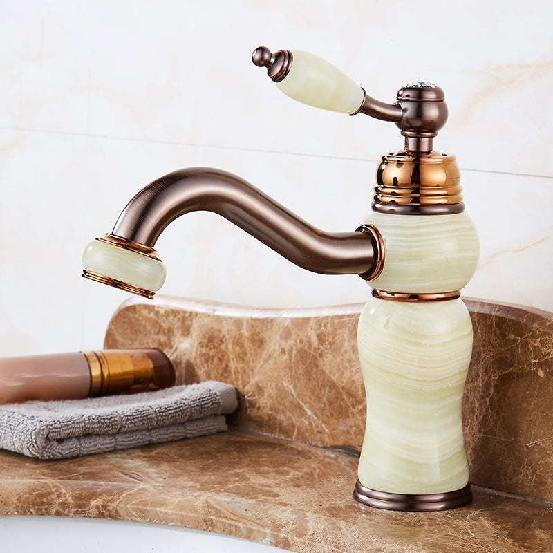 Luxury Vessel Sink Faucet Lever Handle Circular Vessel Sink Bathroom Faucet Green Column Clearhalo 'Bathroom Remodel & Bathroom Fixtures' 'Bathroom Sink Faucets' 'Bathroom Sinks & Faucet Components' 'bathroom_sink_faucets' 'Home Improvement' 'home_improvement' 'home_improvement_bathroom_sink_faucets' 7182283