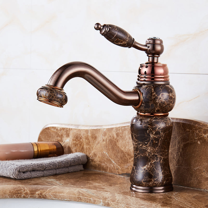 Luxury Vessel Sink Faucet Lever Handle Circular Vessel Sink Bathroom Faucet Coffee Column Clearhalo 'Bathroom Remodel & Bathroom Fixtures' 'Bathroom Sink Faucets' 'Bathroom Sinks & Faucet Components' 'bathroom_sink_faucets' 'Home Improvement' 'home_improvement' 'home_improvement_bathroom_sink_faucets' 7182286