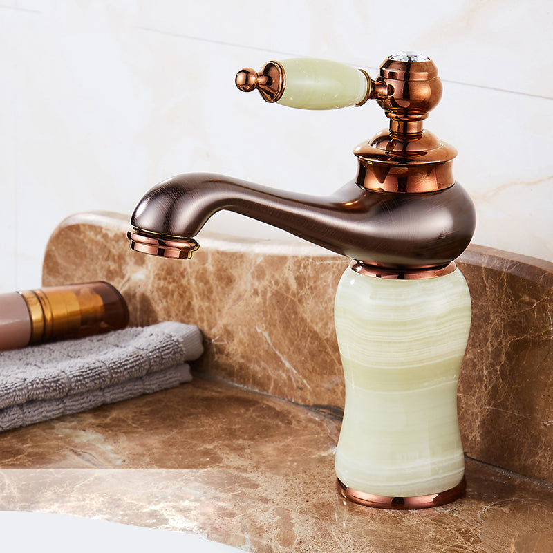 Luxury Vessel Sink Faucet Lever Handle Circular Vessel Sink Bathroom Faucet Green Elbow Outlet Clearhalo 'Bathroom Remodel & Bathroom Fixtures' 'Bathroom Sink Faucets' 'Bathroom Sinks & Faucet Components' 'bathroom_sink_faucets' 'Home Improvement' 'home_improvement' 'home_improvement_bathroom_sink_faucets' 7182289