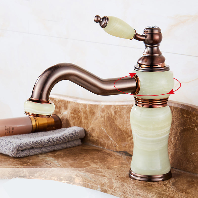 Luxury Vessel Sink Faucet Lever Handle Circular Vessel Sink Bathroom Faucet Green Swivel Faucet Clearhalo 'Bathroom Remodel & Bathroom Fixtures' 'Bathroom Sink Faucets' 'Bathroom Sinks & Faucet Components' 'bathroom_sink_faucets' 'Home Improvement' 'home_improvement' 'home_improvement_bathroom_sink_faucets' 7182294