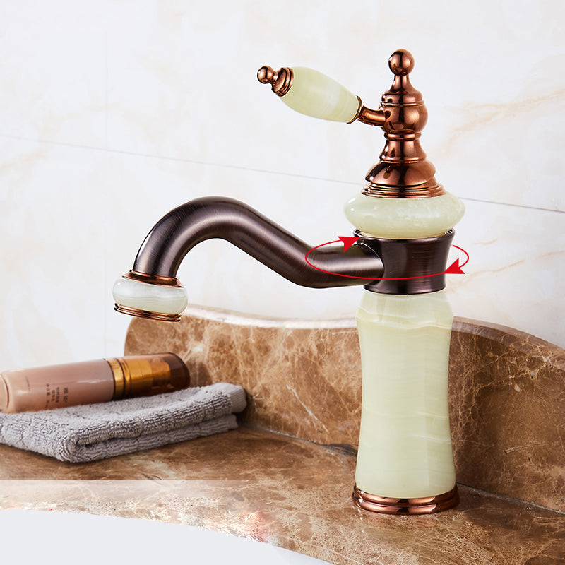 Luxury Vessel Sink Faucet Lever Handle Circular Vessel Sink Bathroom Faucet Green Round Swivel Faucet Clearhalo 'Bathroom Remodel & Bathroom Fixtures' 'Bathroom Sink Faucets' 'Bathroom Sinks & Faucet Components' 'bathroom_sink_faucets' 'Home Improvement' 'home_improvement' 'home_improvement_bathroom_sink_faucets' 7182297