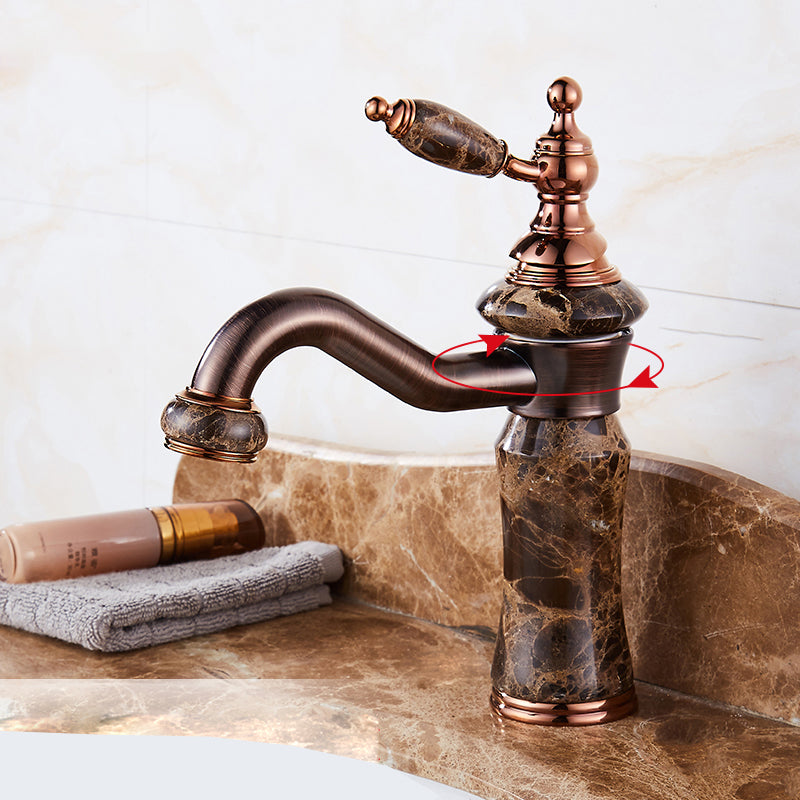 Luxury Vessel Sink Faucet Lever Handle Circular Vessel Sink Bathroom Faucet Coffee Round Swivel Faucet Clearhalo 'Bathroom Remodel & Bathroom Fixtures' 'Bathroom Sink Faucets' 'Bathroom Sinks & Faucet Components' 'bathroom_sink_faucets' 'Home Improvement' 'home_improvement' 'home_improvement_bathroom_sink_faucets' 7182298