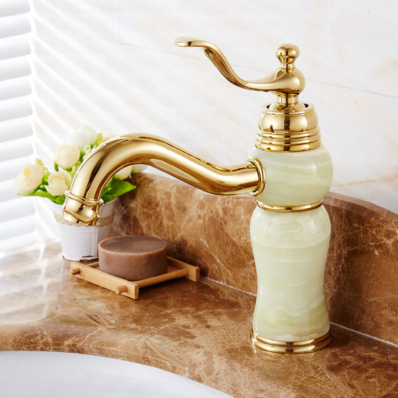 Classic Bathroom Vessel Faucet Lever Handle Circular Vessel Faucet Grün Bottle Clearhalo 'Bathroom Remodel & Bathroom Fixtures' 'Bathroom Sink Faucets' 'Bathroom Sinks & Faucet Components' 'bathroom_sink_faucets' 'Home Improvement' 'home_improvement' 'home_improvement_bathroom_sink_faucets' 7182320