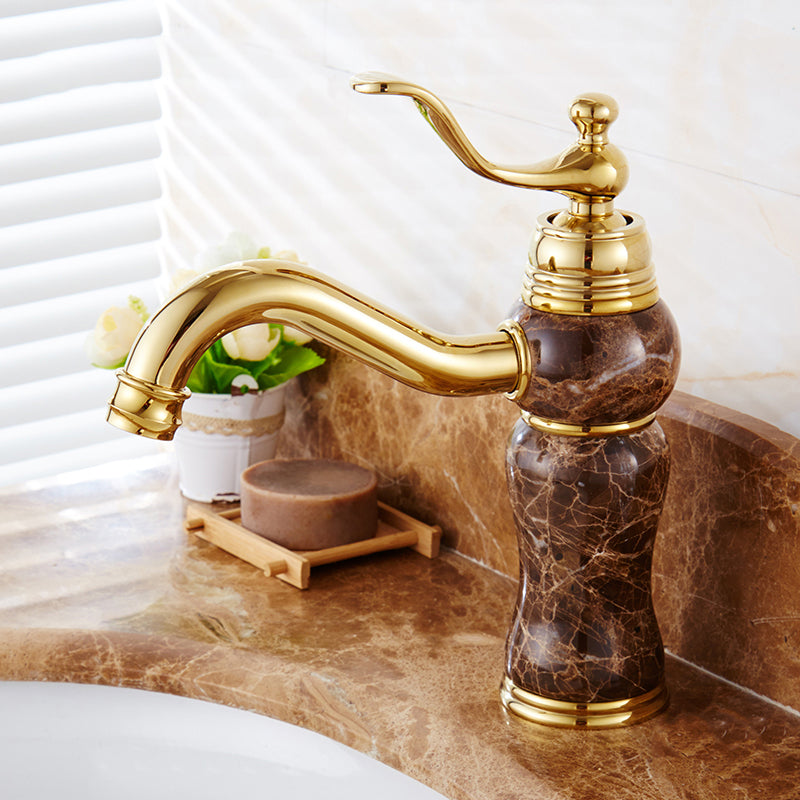 Classic Bathroom Vessel Faucet Lever Handle Circular Vessel Faucet Kaffee Bottle Clearhalo 'Bathroom Remodel & Bathroom Fixtures' 'Bathroom Sink Faucets' 'Bathroom Sinks & Faucet Components' 'bathroom_sink_faucets' 'Home Improvement' 'home_improvement' 'home_improvement_bathroom_sink_faucets' 7182323