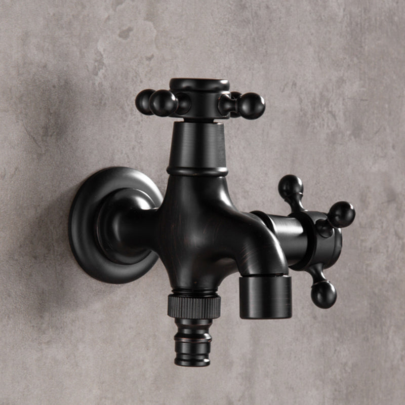 Widespread Bathroom Sink Faucet Wall Mounted Cross Handle Faucet Gloss Black Dual Mode Water Outlet Clearhalo 'Bathroom Remodel & Bathroom Fixtures' 'Bathroom Sink Faucets' 'Bathroom Sinks & Faucet Components' 'bathroom_sink_faucets' 'Home Improvement' 'home_improvement' 'home_improvement_bathroom_sink_faucets' 7182410