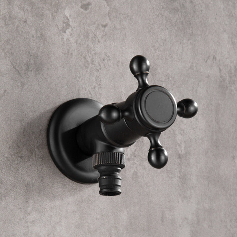 Widespread Bathroom Sink Faucet Wall Mounted Cross Handle Faucet Gloss Black 1.6"W Interface Clearhalo 'Bathroom Remodel & Bathroom Fixtures' 'Bathroom Sink Faucets' 'Bathroom Sinks & Faucet Components' 'bathroom_sink_faucets' 'Home Improvement' 'home_improvement' 'home_improvement_bathroom_sink_faucets' 7182416