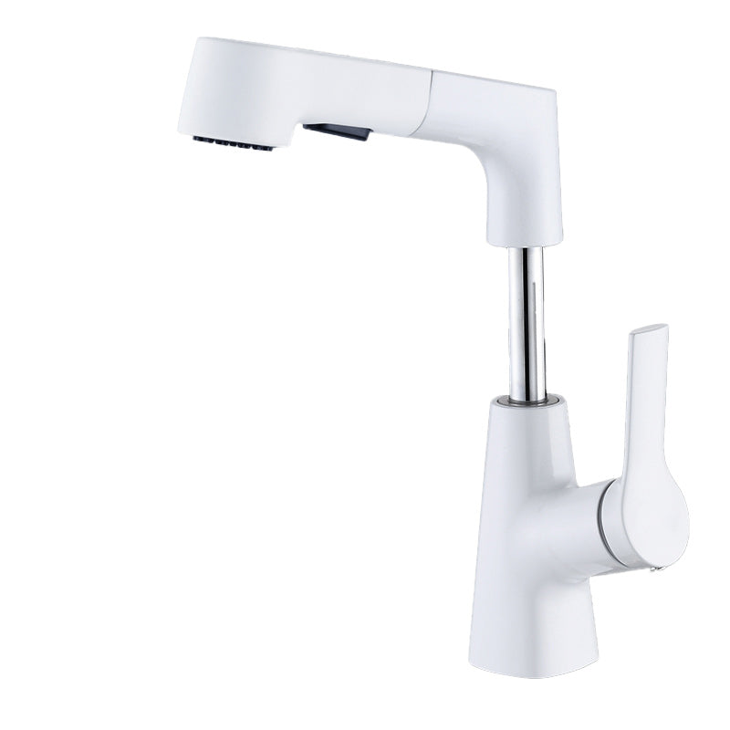 Swivel Spout Sink Faucet Brass Bathroom Low Arc Lifting Faucet White Clearhalo 'Bathroom Remodel & Bathroom Fixtures' 'Bathroom Sink Faucets' 'Bathroom Sinks & Faucet Components' 'bathroom_sink_faucets' 'Home Improvement' 'home_improvement' 'home_improvement_bathroom_sink_faucets' 7182435