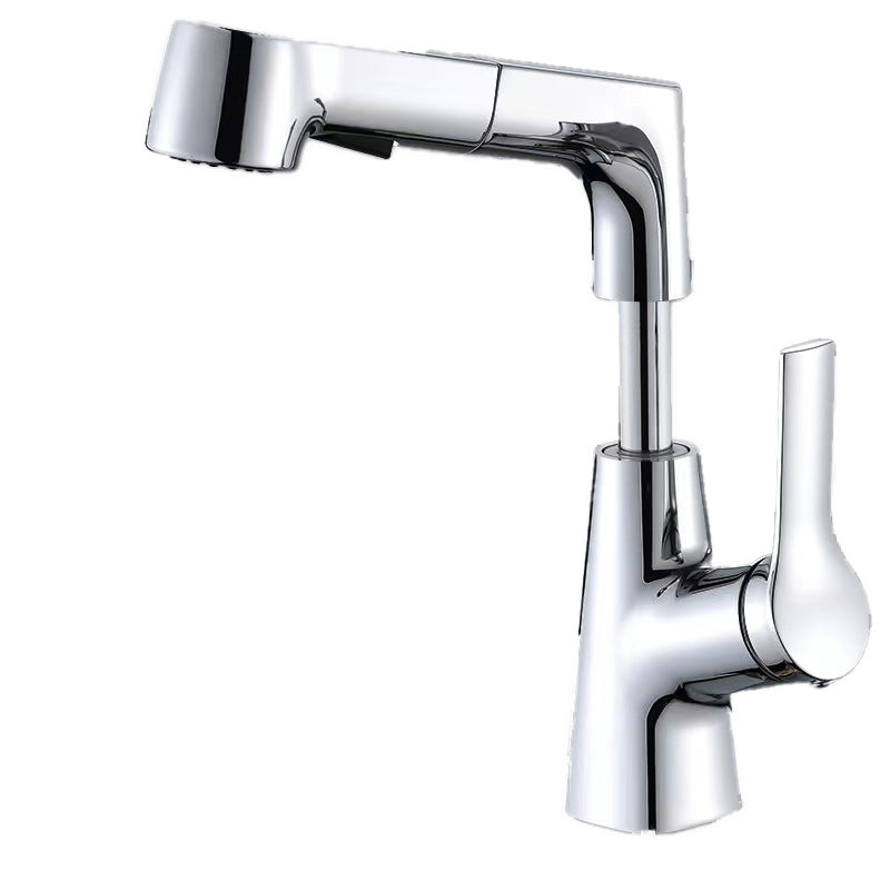 Swivel Spout Sink Faucet Brass Bathroom Low Arc Lifting Faucet Chrome Clearhalo 'Bathroom Remodel & Bathroom Fixtures' 'Bathroom Sink Faucets' 'Bathroom Sinks & Faucet Components' 'bathroom_sink_faucets' 'Home Improvement' 'home_improvement' 'home_improvement_bathroom_sink_faucets' 7182438