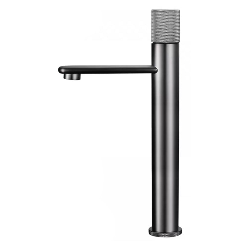 Knob Handle Square Faucet Brass Deck Mounted Bathroom Sink Faucet Gun Grey High Style Clearhalo 'Bathroom Remodel & Bathroom Fixtures' 'Bathroom Sink Faucets' 'Bathroom Sinks & Faucet Components' 'bathroom_sink_faucets' 'Home Improvement' 'home_improvement' 'home_improvement_bathroom_sink_faucets' 7182455