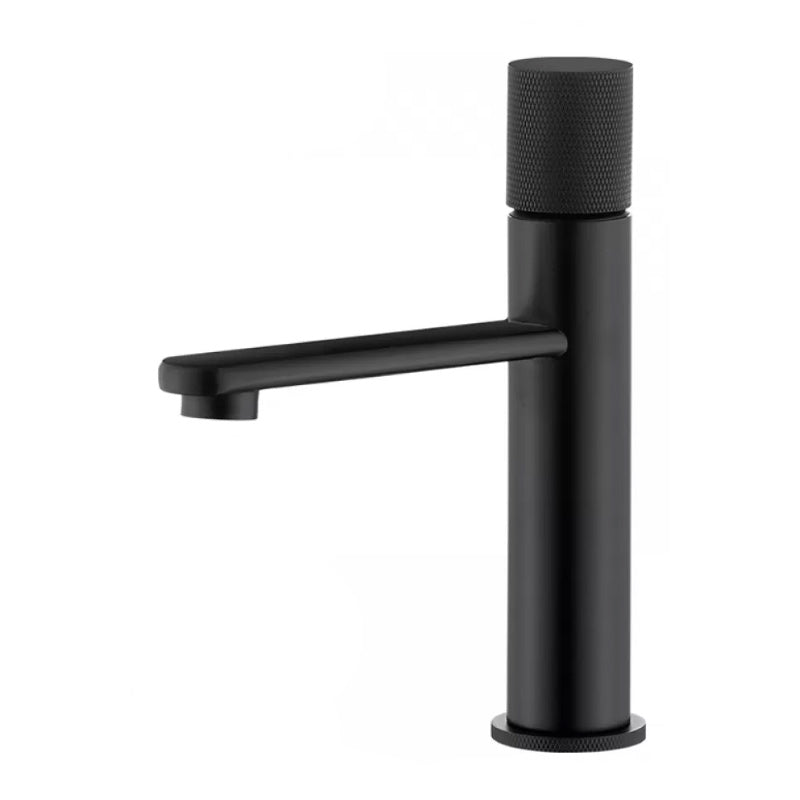 Knob Handle Square Faucet Brass Deck Mounted Bathroom Sink Faucet Black Low Style Clearhalo 'Bathroom Remodel & Bathroom Fixtures' 'Bathroom Sink Faucets' 'Bathroom Sinks & Faucet Components' 'bathroom_sink_faucets' 'Home Improvement' 'home_improvement' 'home_improvement_bathroom_sink_faucets' 7182457