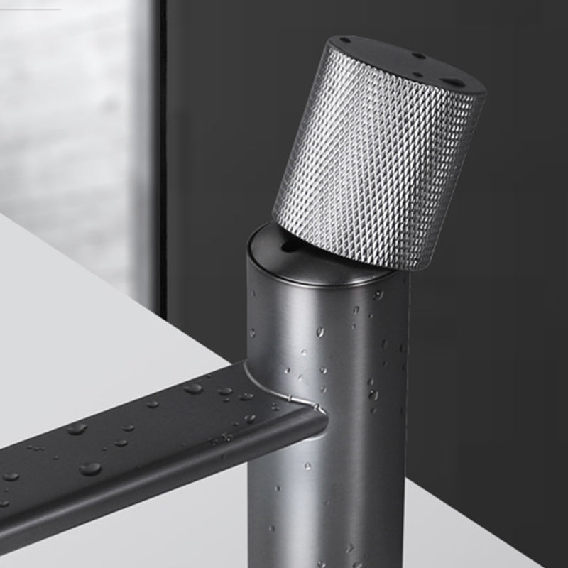 Knob Handle Square Faucet Brass Deck Mounted Bathroom Sink Faucet Clearhalo 'Bathroom Remodel & Bathroom Fixtures' 'Bathroom Sink Faucets' 'Bathroom Sinks & Faucet Components' 'bathroom_sink_faucets' 'Home Improvement' 'home_improvement' 'home_improvement_bathroom_sink_faucets' 7182463