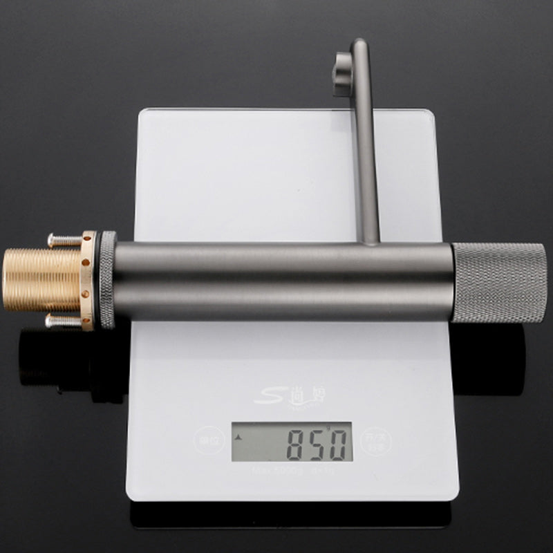 Knob Handle Square Faucet Brass Deck Mounted Bathroom Sink Faucet Clearhalo 'Bathroom Remodel & Bathroom Fixtures' 'Bathroom Sink Faucets' 'Bathroom Sinks & Faucet Components' 'bathroom_sink_faucets' 'Home Improvement' 'home_improvement' 'home_improvement_bathroom_sink_faucets' 7182464