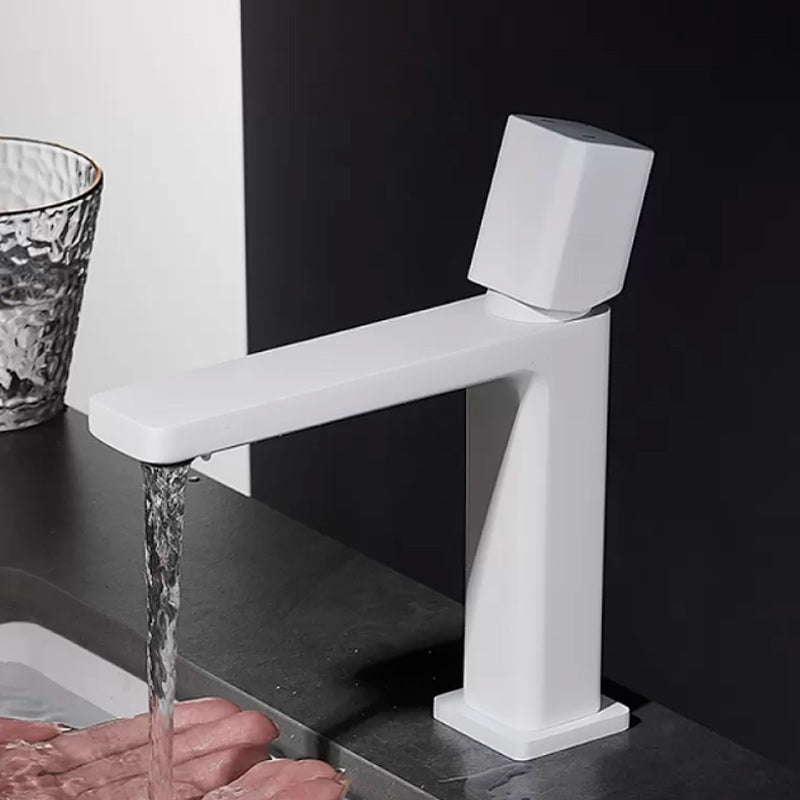 Modern Knob Handle Square Faucet Brass Deck Mounted Bathroom Sink Faucet White Knobs Clearhalo 'Bathroom Remodel & Bathroom Fixtures' 'Bathroom Sink Faucets' 'Bathroom Sinks & Faucet Components' 'bathroom_sink_faucets' 'Home Improvement' 'home_improvement' 'home_improvement_bathroom_sink_faucets' 7182470