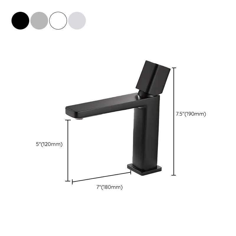 Modern Knob Handle Square Faucet Brass Deck Mounted Bathroom Sink Faucet Clearhalo 'Bathroom Remodel & Bathroom Fixtures' 'Bathroom Sink Faucets' 'Bathroom Sinks & Faucet Components' 'bathroom_sink_faucets' 'Home Improvement' 'home_improvement' 'home_improvement_bathroom_sink_faucets' 7182487