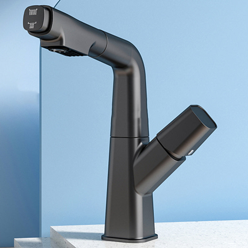 Modern Knob Handle Faucet Brass Deck Mounted Bathroom Sink Faucet Black Clearhalo 'Bathroom Remodel & Bathroom Fixtures' 'Bathroom Sink Faucets' 'Bathroom Sinks & Faucet Components' 'bathroom_sink_faucets' 'Home Improvement' 'home_improvement' 'home_improvement_bathroom_sink_faucets' 7182492