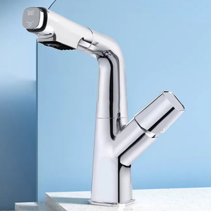 Modern Knob Handle Faucet Brass Deck Mounted Bathroom Sink Faucet Silver Clearhalo 'Bathroom Remodel & Bathroom Fixtures' 'Bathroom Sink Faucets' 'Bathroom Sinks & Faucet Components' 'bathroom_sink_faucets' 'Home Improvement' 'home_improvement' 'home_improvement_bathroom_sink_faucets' 7182493