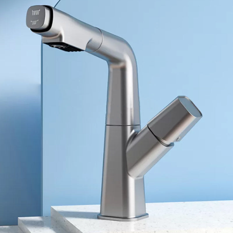 Modern Knob Handle Faucet Brass Deck Mounted Bathroom Sink Faucet Gun Grey Clearhalo 'Bathroom Remodel & Bathroom Fixtures' 'Bathroom Sink Faucets' 'Bathroom Sinks & Faucet Components' 'bathroom_sink_faucets' 'Home Improvement' 'home_improvement' 'home_improvement_bathroom_sink_faucets' 7182497