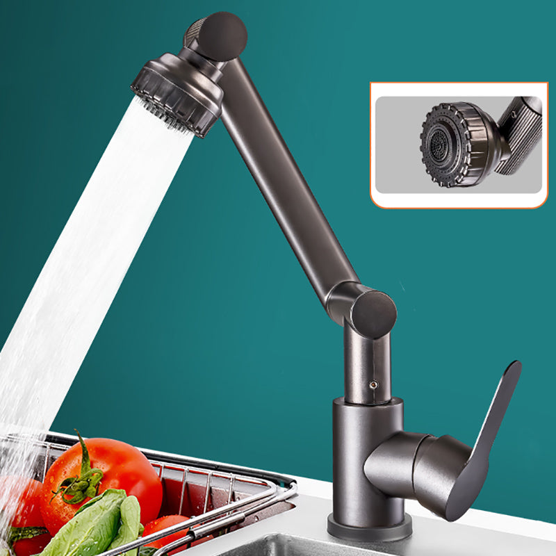 Modern Rotatable Single Lever Switch Kitchen Faucet Low Profile Faucet Gun Grey Supply Lines Not Included Clearhalo 'Home Improvement' 'home_improvement' 'home_improvement_kitchen_faucets' 'Kitchen Faucets' 'Kitchen Remodel & Kitchen Fixtures' 'Kitchen Sinks & Faucet Components' 'kitchen_faucets' 7182542