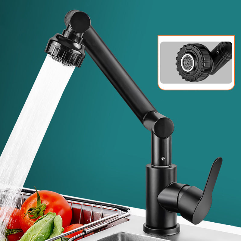 Modern Rotatable Single Lever Switch Kitchen Faucet Low Profile Faucet Black Supply Lines Not Included Clearhalo 'Home Improvement' 'home_improvement' 'home_improvement_kitchen_faucets' 'Kitchen Faucets' 'Kitchen Remodel & Kitchen Fixtures' 'Kitchen Sinks & Faucet Components' 'kitchen_faucets' 7182545