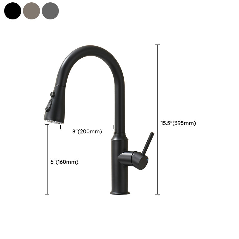 Modern Pull Out Single Rotary Switch Kitchen Faucet High Profile Faucet Clearhalo 'Home Improvement' 'home_improvement' 'home_improvement_kitchen_faucets' 'Kitchen Faucets' 'Kitchen Remodel & Kitchen Fixtures' 'Kitchen Sinks & Faucet Components' 'kitchen_faucets' 7182651