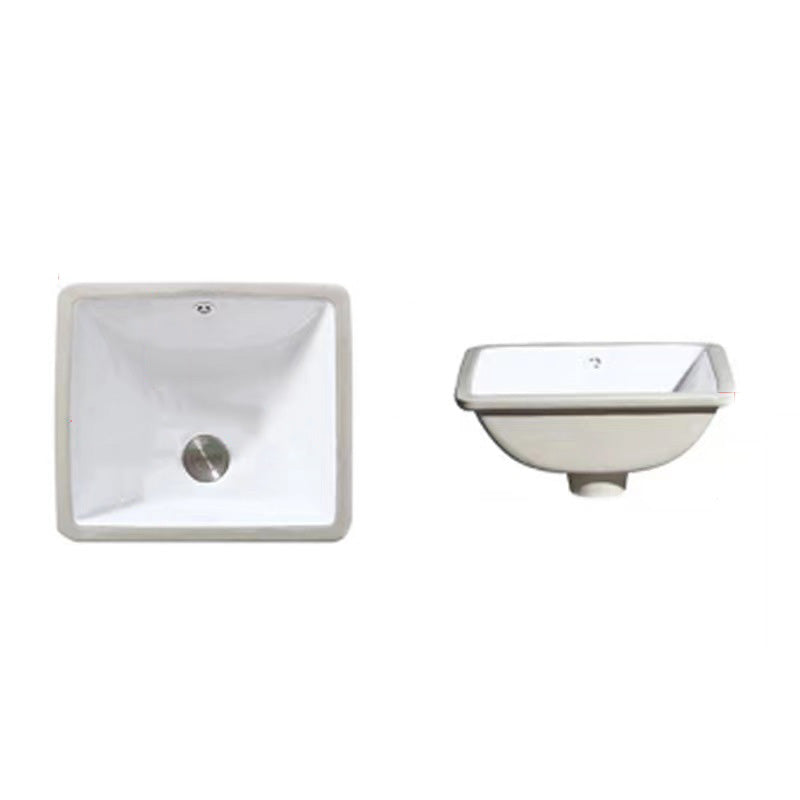 Traditional Undermount Bathroom Sink Porcelain with Overflow Basin Sink(Without Faucet) 14"L x 13"W x 6"H Clearhalo 'Bathroom Remodel & Bathroom Fixtures' 'Bathroom Sinks & Faucet Components' 'Bathroom Sinks' 'bathroom_sink' 'Home Improvement' 'home_improvement' 'home_improvement_bathroom_sink' 7182665