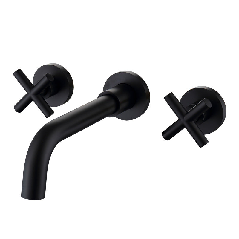 Modern Circular Bathroom Sink Faucet with 2 Handles Wall Mounted Bathroom Faucet Clearhalo 'Bathroom Remodel & Bathroom Fixtures' 'Bathroom Sink Faucets' 'Bathroom Sinks & Faucet Components' 'bathroom_sink_faucets' 'Home Improvement' 'home_improvement' 'home_improvement_bathroom_sink_faucets' 7182700