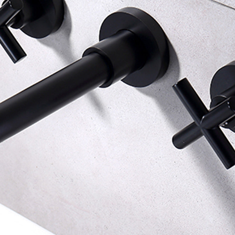 Modern Circular Bathroom Sink Faucet with 2 Handles Wall Mounted Bathroom Faucet Clearhalo 'Bathroom Remodel & Bathroom Fixtures' 'Bathroom Sink Faucets' 'Bathroom Sinks & Faucet Components' 'bathroom_sink_faucets' 'Home Improvement' 'home_improvement' 'home_improvement_bathroom_sink_faucets' 7182701