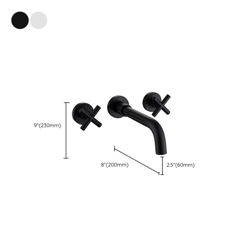 Modern Circular Bathroom Sink Faucet with 2 Handles Wall Mounted Bathroom Faucet Clearhalo 'Bathroom Remodel & Bathroom Fixtures' 'Bathroom Sink Faucets' 'Bathroom Sinks & Faucet Components' 'bathroom_sink_faucets' 'Home Improvement' 'home_improvement' 'home_improvement_bathroom_sink_faucets' 7182706