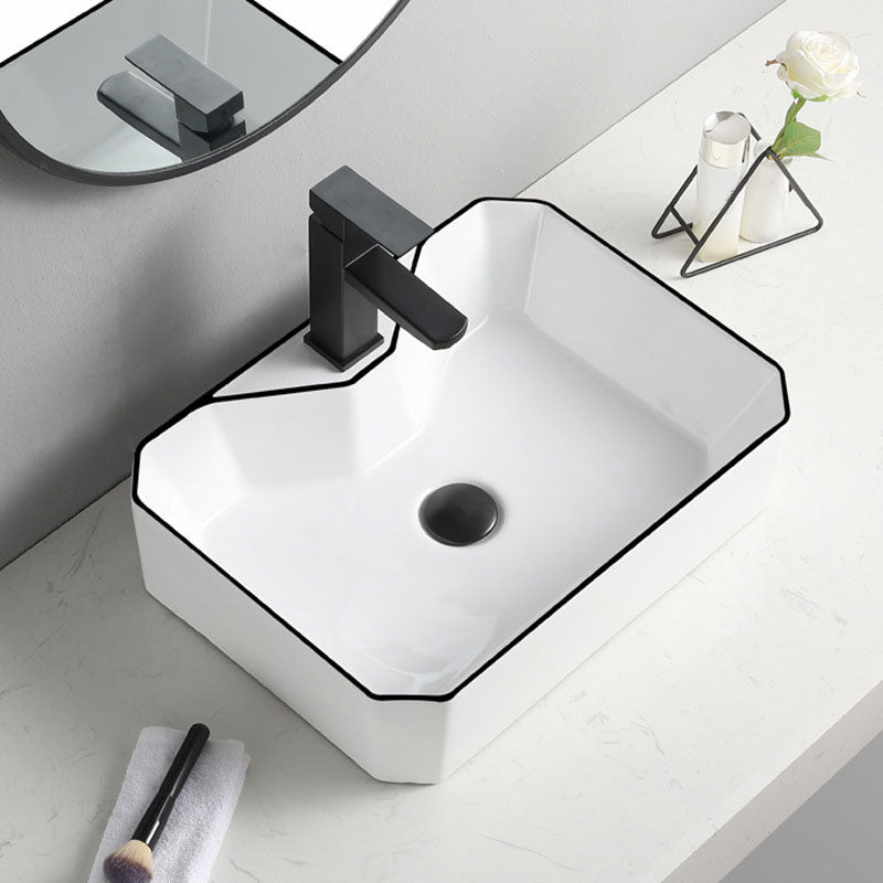 Contemporary Bathroom Sink with Pop-Up Drain Rectangular Vessel Bathroom Sink Only Clearhalo 'Bathroom Remodel & Bathroom Fixtures' 'Bathroom Sinks & Faucet Components' 'Bathroom Sinks' 'bathroom_sink' 'Home Improvement' 'home_improvement' 'home_improvement_bathroom_sink' 7182740