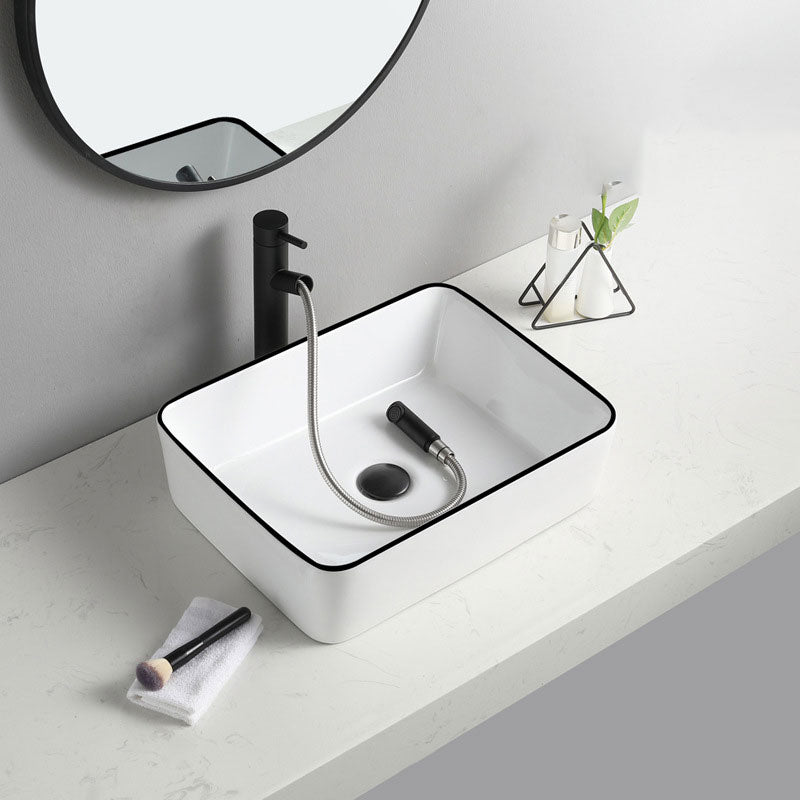 Contemporary Bathroom Sink with Pop-Up Drain Rectangular Vessel Bathroom Sink Only Clearhalo 'Bathroom Remodel & Bathroom Fixtures' 'Bathroom Sinks & Faucet Components' 'Bathroom Sinks' 'bathroom_sink' 'Home Improvement' 'home_improvement' 'home_improvement_bathroom_sink' 7182743