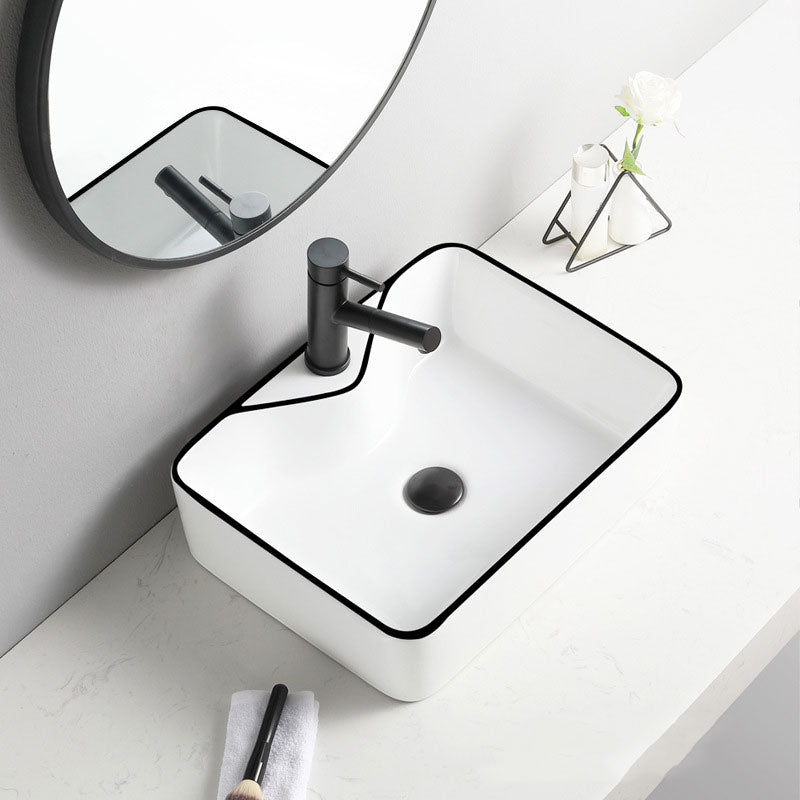 Contemporary Bathroom Sink with Pop-Up Drain Rectangular Vessel Bathroom Sink Only Clearhalo 'Bathroom Remodel & Bathroom Fixtures' 'Bathroom Sinks & Faucet Components' 'Bathroom Sinks' 'bathroom_sink' 'Home Improvement' 'home_improvement' 'home_improvement_bathroom_sink' 7182745