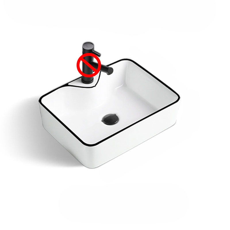 Contemporary Bathroom Sink with Pop-Up Drain Rectangular Vessel Bathroom Sink Only 19"L x 15"W x 6"H White Black 1 Hole Faucets Clearhalo 'Bathroom Remodel & Bathroom Fixtures' 'Bathroom Sinks & Faucet Components' 'Bathroom Sinks' 'bathroom_sink' 'Home Improvement' 'home_improvement' 'home_improvement_bathroom_sink' 7182750