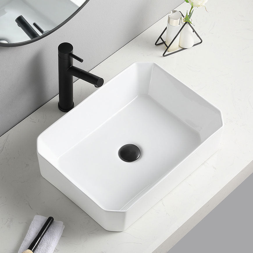 Contemporary Bathroom Sink with Pop-Up Drain Rectangular Vessel Bathroom Sink Only Clearhalo 'Bathroom Remodel & Bathroom Fixtures' 'Bathroom Sinks & Faucet Components' 'Bathroom Sinks' 'bathroom_sink' 'Home Improvement' 'home_improvement' 'home_improvement_bathroom_sink' 7182751