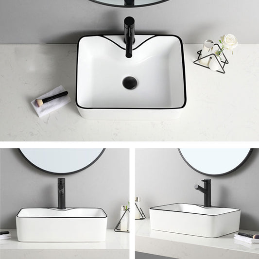 Contemporary Bathroom Sink with Pop-Up Drain Rectangular Vessel Bathroom Sink Only Clearhalo 'Bathroom Remodel & Bathroom Fixtures' 'Bathroom Sinks & Faucet Components' 'Bathroom Sinks' 'bathroom_sink' 'Home Improvement' 'home_improvement' 'home_improvement_bathroom_sink' 7182753