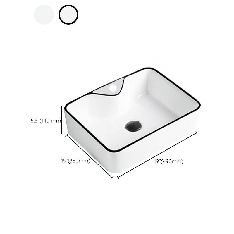 Contemporary Bathroom Sink with Pop-Up Drain Rectangular Vessel Bathroom Sink Only Clearhalo 'Bathroom Remodel & Bathroom Fixtures' 'Bathroom Sinks & Faucet Components' 'Bathroom Sinks' 'bathroom_sink' 'Home Improvement' 'home_improvement' 'home_improvement_bathroom_sink' 7182757
