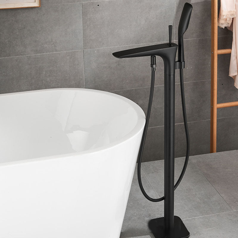 Modern Free-standing Faucet Bathtub Handheld Shower Head Faucet Matte Black Hand Shower Included Clearhalo 'Bathroom Remodel & Bathroom Fixtures' 'Bathtub Faucets' 'bathtub_faucets' 'Home Improvement' 'home_improvement' 'home_improvement_bathtub_faucets' 7182780