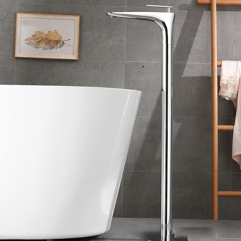 Modern Free-standing Faucet Bathtub Handheld Shower Head Faucet Chrome Hand Shower Not Included Clearhalo 'Bathroom Remodel & Bathroom Fixtures' 'Bathtub Faucets' 'bathtub_faucets' 'Home Improvement' 'home_improvement' 'home_improvement_bathtub_faucets' 7182790