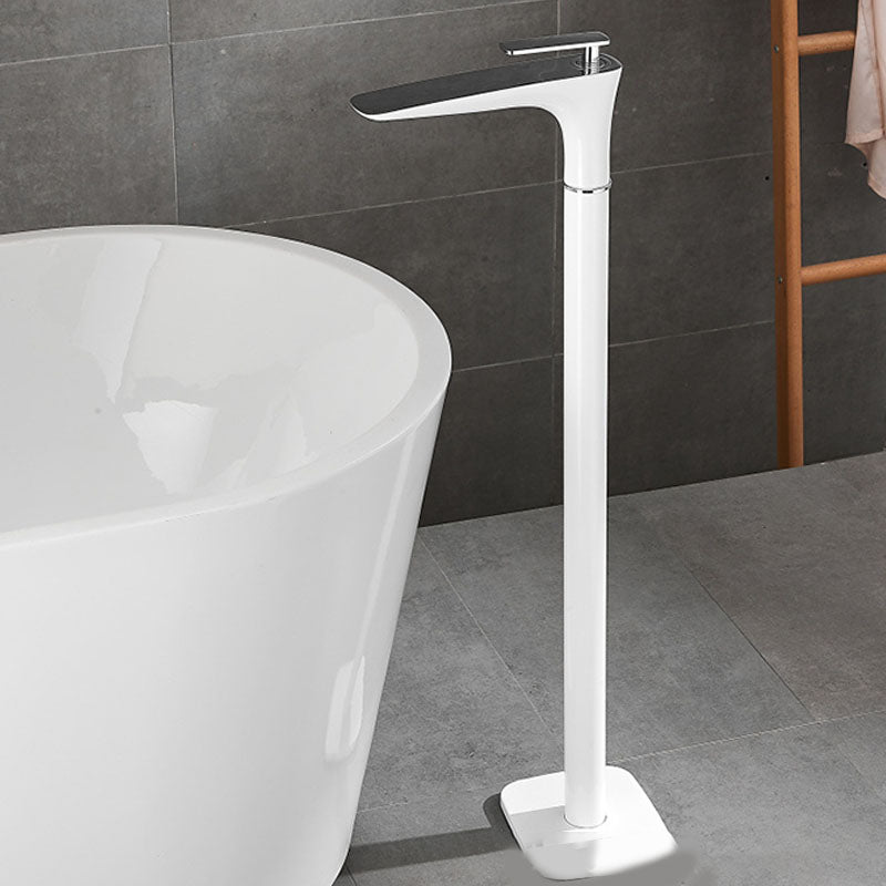 Modern Free-standing Faucet Bathtub Handheld Shower Head Faucet White-Silver Hand Shower Not Included Clearhalo 'Bathroom Remodel & Bathroom Fixtures' 'Bathtub Faucets' 'bathtub_faucets' 'Home Improvement' 'home_improvement' 'home_improvement_bathtub_faucets' 7182797