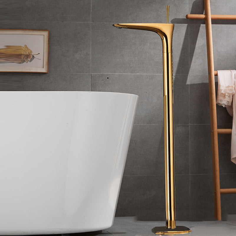 Modern Free-standing Faucet Bathtub Handheld Shower Head Faucet Light Gold Hand Shower Not Included Clearhalo 'Bathroom Remodel & Bathroom Fixtures' 'Bathtub Faucets' 'bathtub_faucets' 'Home Improvement' 'home_improvement' 'home_improvement_bathtub_faucets' 7182799