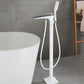Modern Free-standing Faucet Bathtub Handheld Shower Head Faucet Silvery White Hand Shower Included Clearhalo 'Bathroom Remodel & Bathroom Fixtures' 'Bathtub Faucets' 'bathtub_faucets' 'Home Improvement' 'home_improvement' 'home_improvement_bathtub_faucets' 7182800