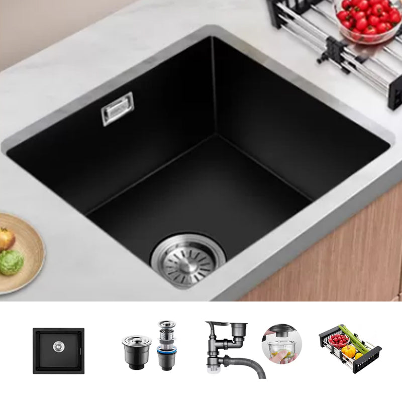 Black Kitchen Sink Ceramic Pull-out Faucet Anti-spill Rod Handle Sink 22"L x 17"W x 9"H Sink Only None Clearhalo 'Home Improvement' 'home_improvement' 'home_improvement_kitchen_sinks' 'Kitchen Remodel & Kitchen Fixtures' 'Kitchen Sinks & Faucet Components' 'Kitchen Sinks' 'kitchen_sinks' 7182854