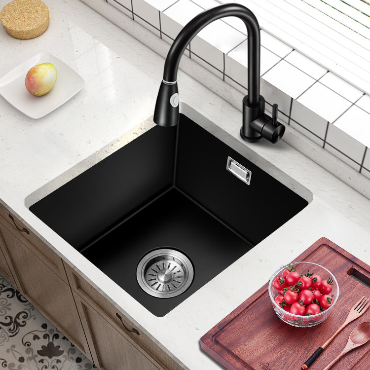Black Kitchen Sink Ceramic Pull-out Faucet Anti-spill Rod Handle Sink Clearhalo 'Home Improvement' 'home_improvement' 'home_improvement_kitchen_sinks' 'Kitchen Remodel & Kitchen Fixtures' 'Kitchen Sinks & Faucet Components' 'Kitchen Sinks' 'kitchen_sinks' 7182855