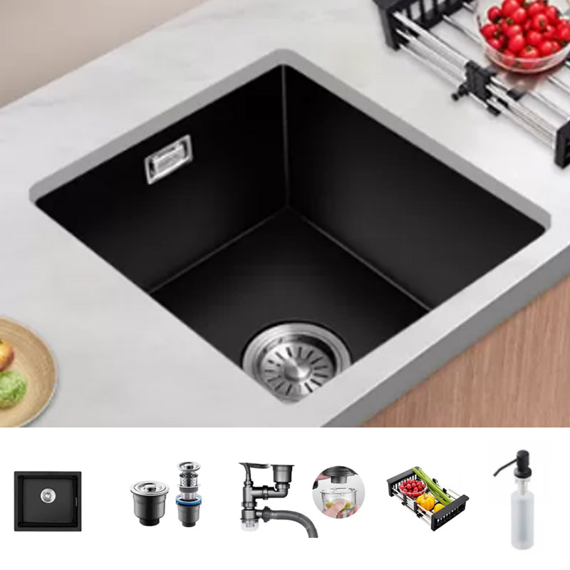 Black Kitchen Sink Ceramic Pull-out Faucet Anti-spill Rod Handle Sink 16"L x 12"W x 9"H Sink Only None Clearhalo 'Home Improvement' 'home_improvement' 'home_improvement_kitchen_sinks' 'Kitchen Remodel & Kitchen Fixtures' 'Kitchen Sinks & Faucet Components' 'Kitchen Sinks' 'kitchen_sinks' 7182857